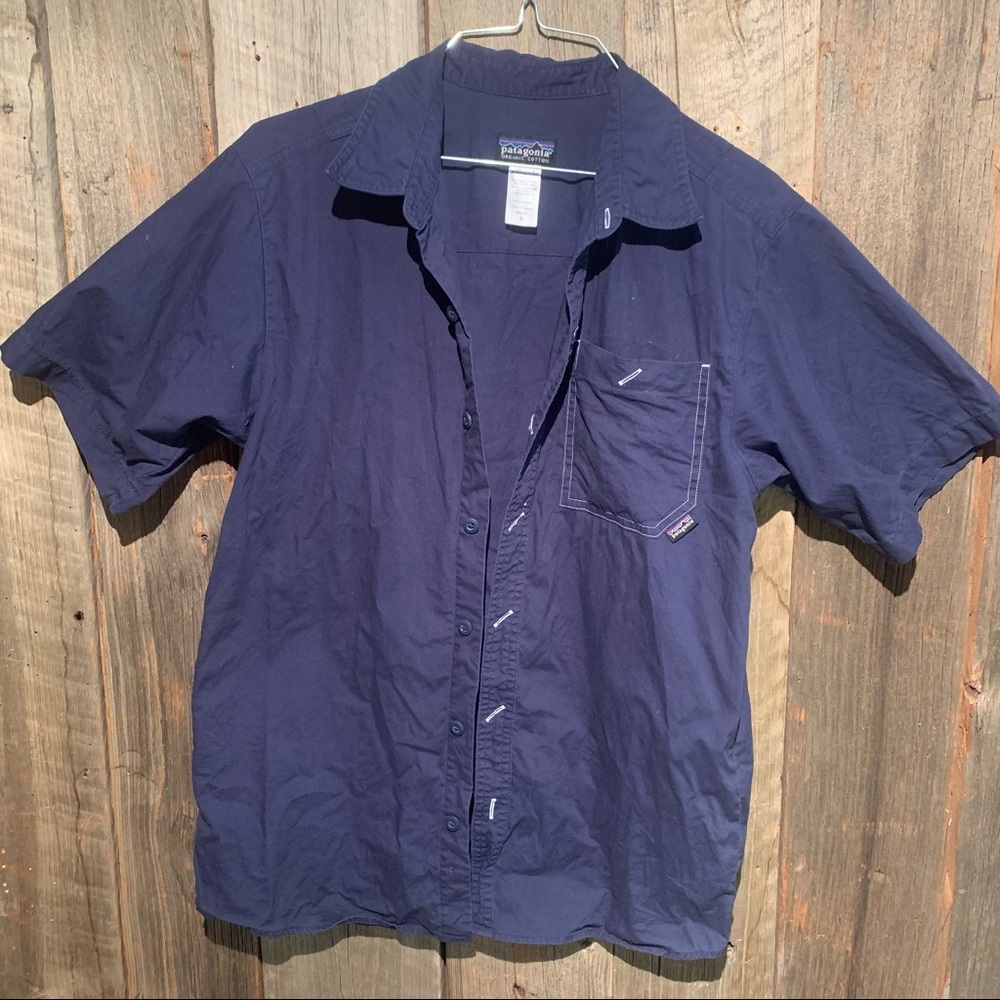 Patagonia Vintage organic cotton mens short sleeve button shirt size S